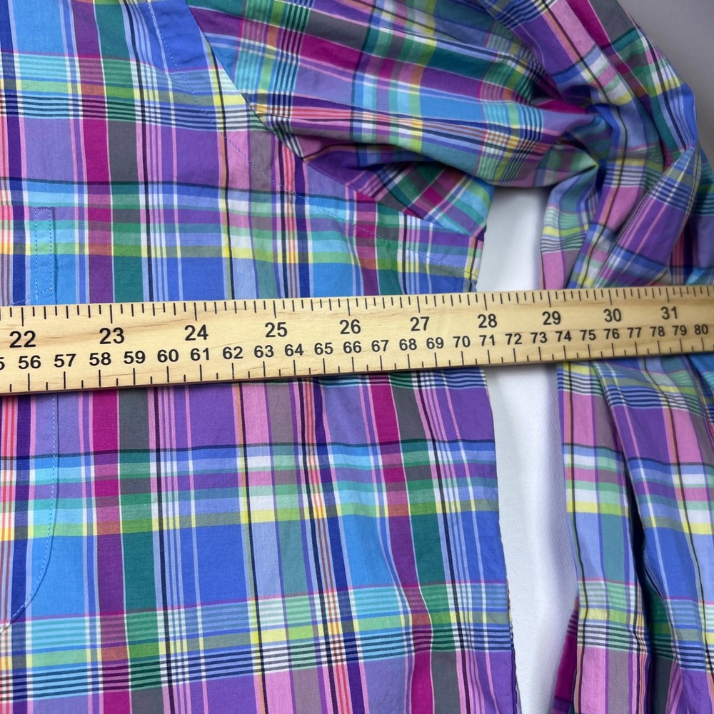 Polo Ralph Lauren Button Down Shirt Plaid Madras Tall Long Sleeve XLT Pocket - Picture 6 of 7